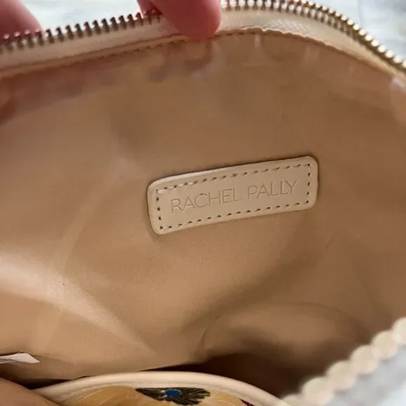 Rachel Pally Floral Clutch Cream Leather Trim Blue Red Yellow Print Bag - Picture 4 of 9